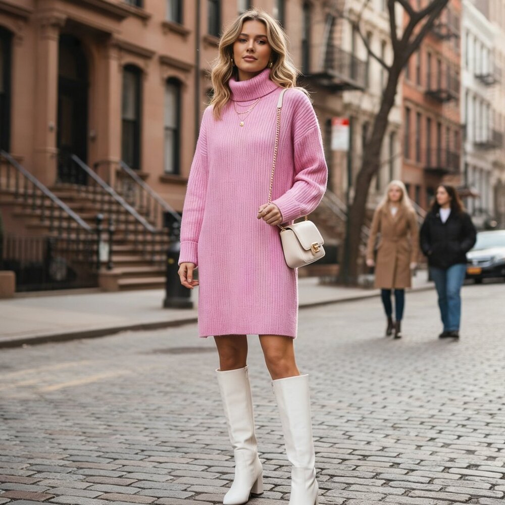 Other Stories Oversized Turleneck Knit Sweater, Pink, Small